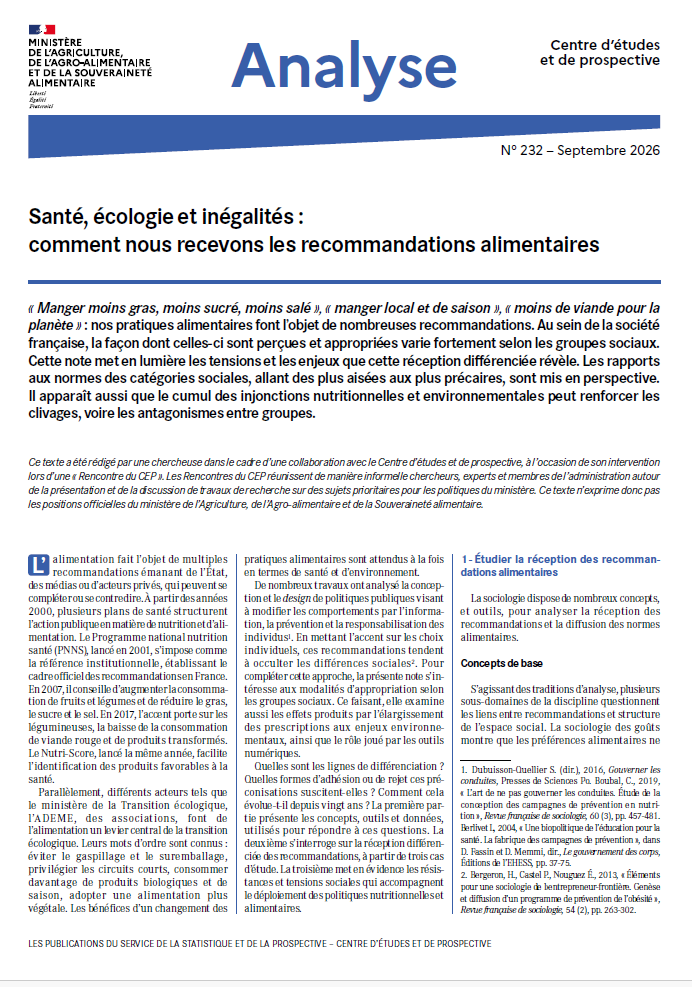 Santé, écologie et inégalités : comment nous recevons les recommandations alimentaires