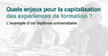 [Poster] Quels enjeux pour la capitalisation des expériences de formation ? L’exemple d’un Diplôme universitaire